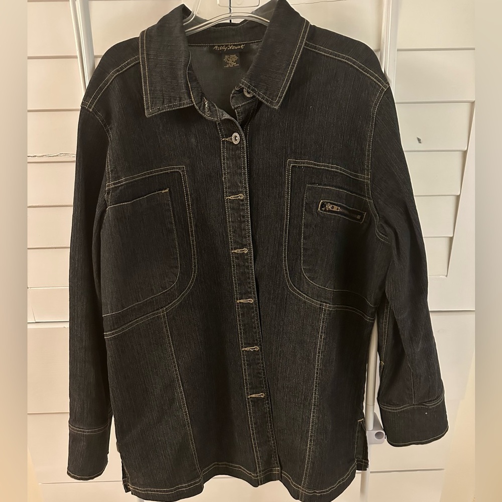 Ashley Stewart Denim Shirt Jacket. Button Down! Neat layering piece!